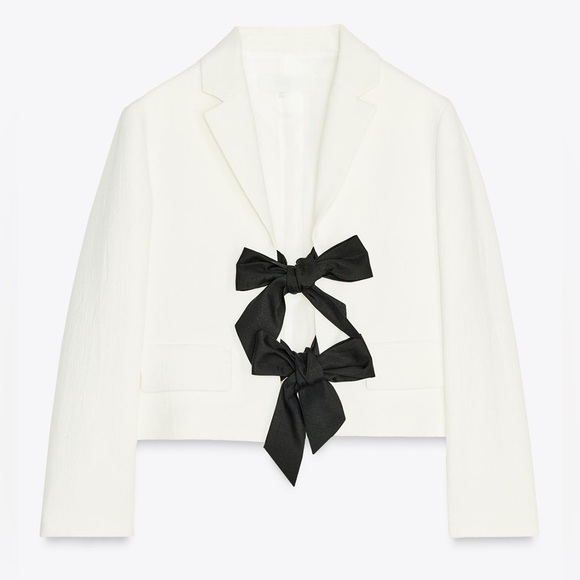 Zara Contrast Tie Blazer - Picture 1 of 5